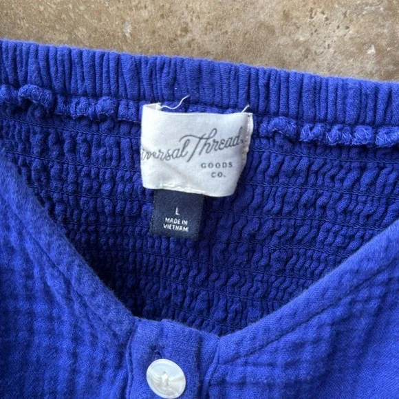 Universal Thread Cotton Gauze Sleeveless Maxi Dress Smocked Back Panel Pockets! - Picture 11 of 16